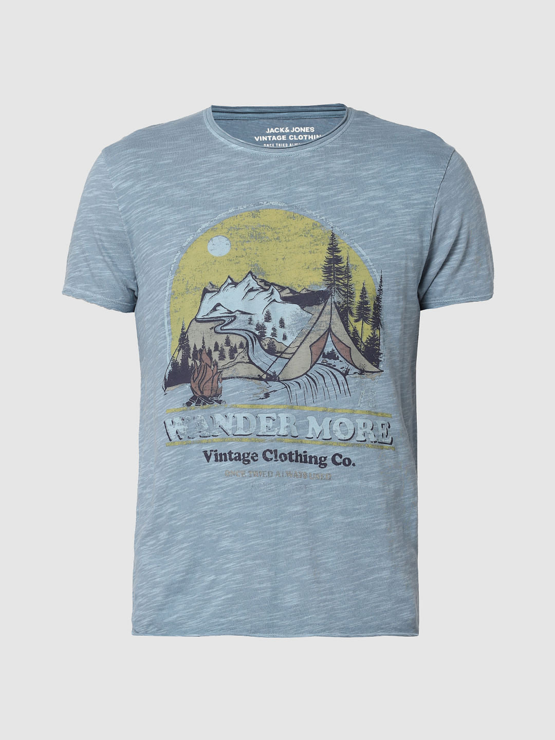 Blue Graphic Print Crew Neck T-Shirt