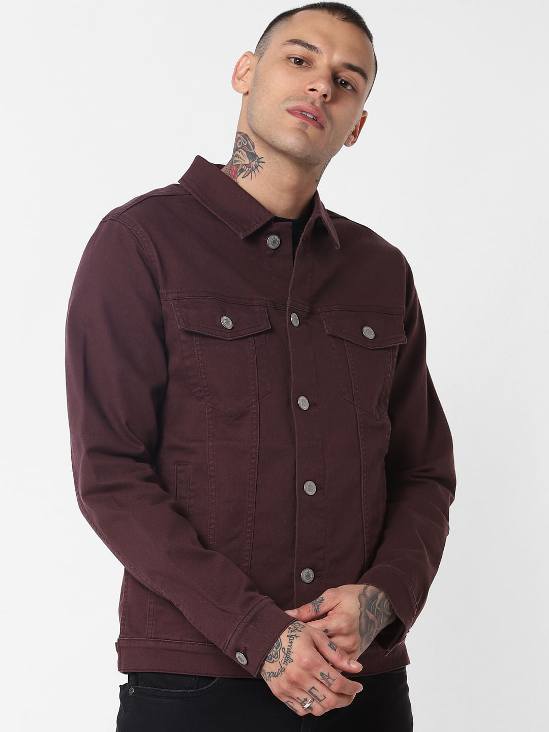 Burgundy Denim Jacket