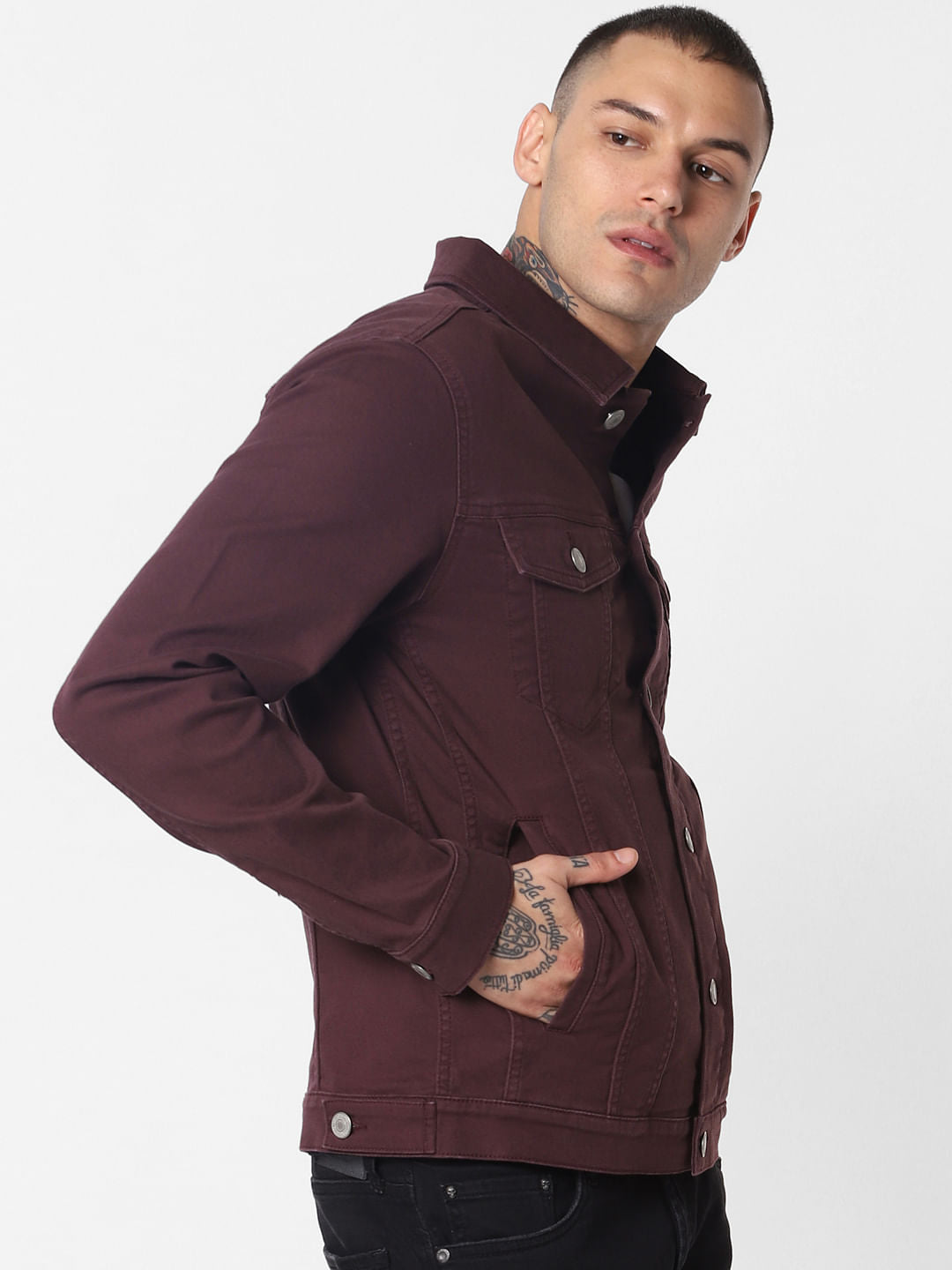 Burgundy Denim Jacket