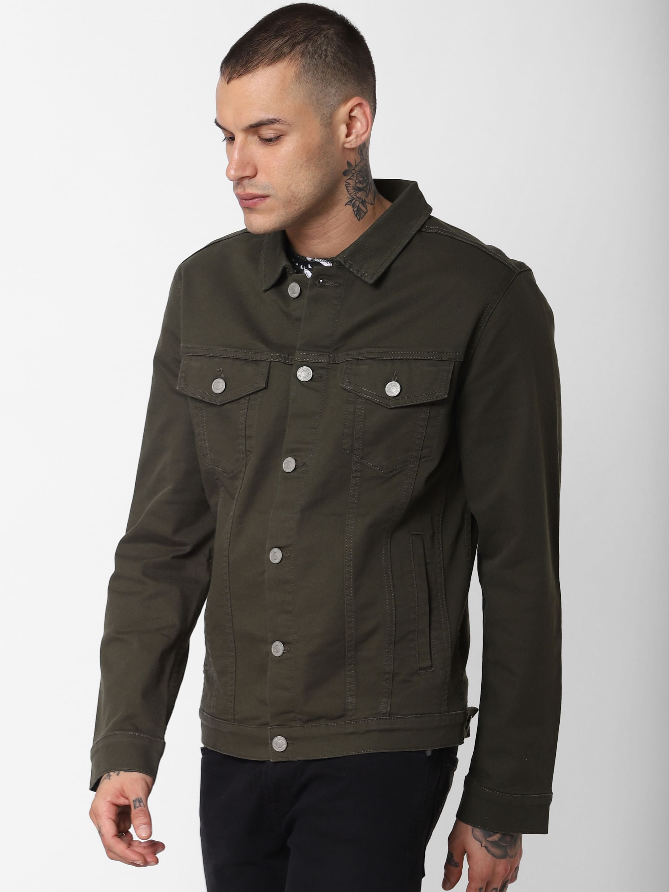 Dark Green Denim Jacket