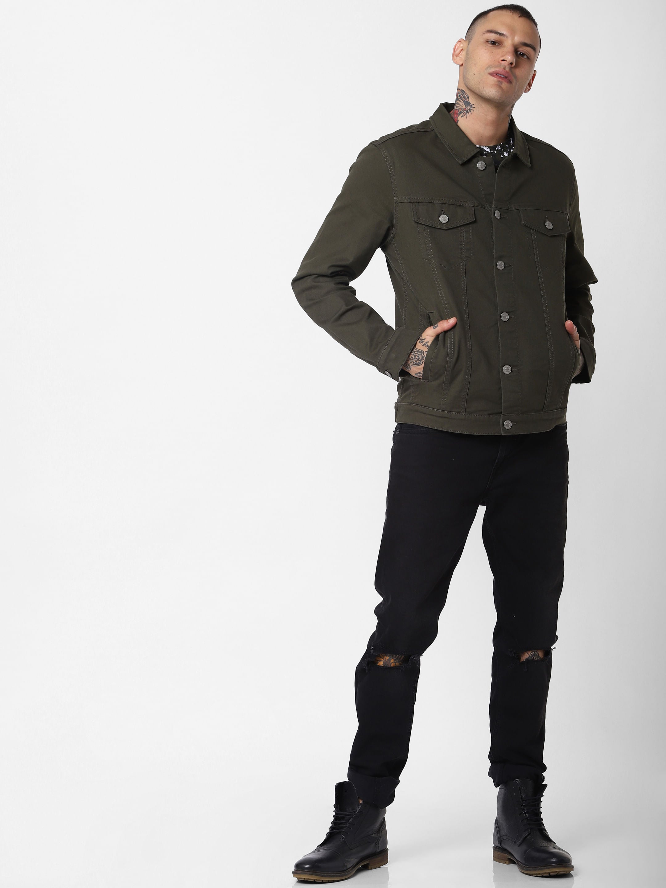 Dark Green Denim Jacket