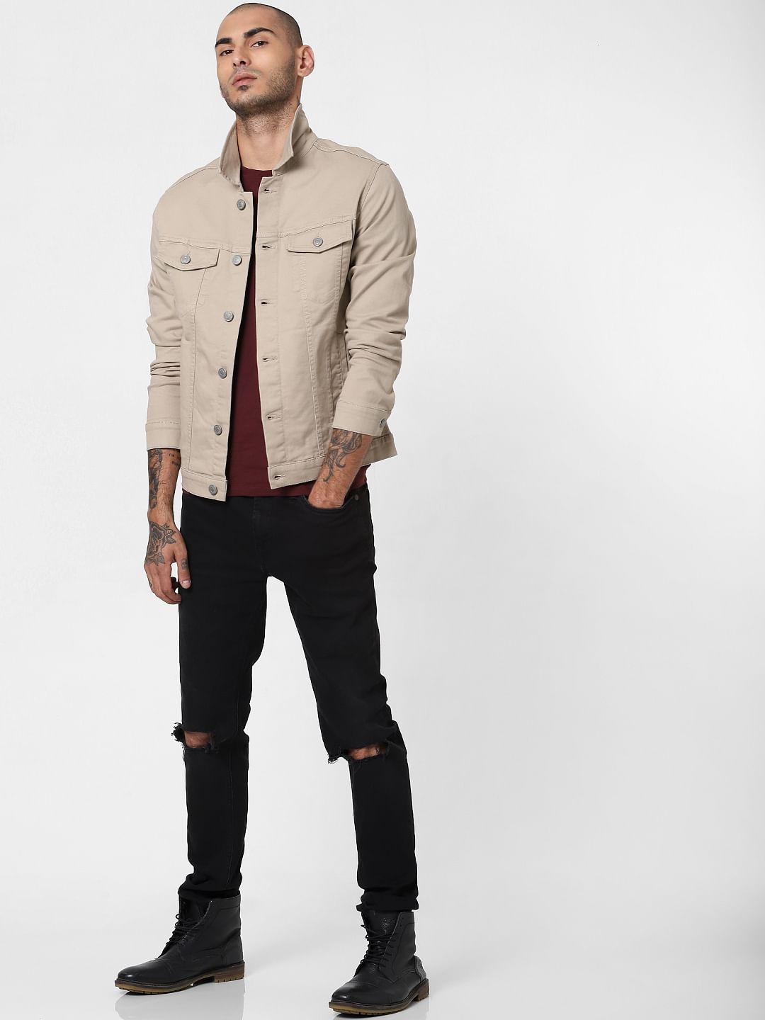 Beige Denim Jacket