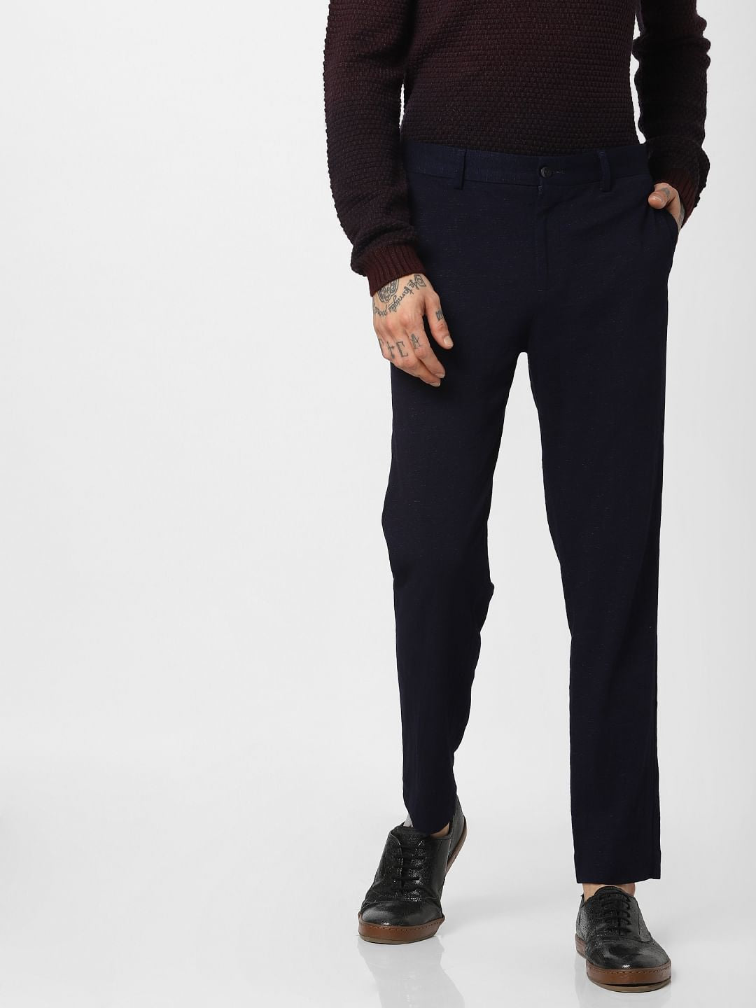 Navy Blue Slim Fit Trousers