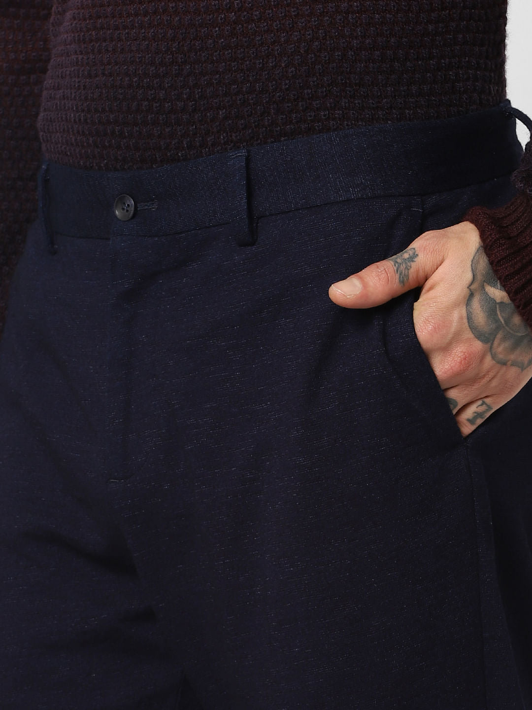Navy Blue Slim Fit Trousers