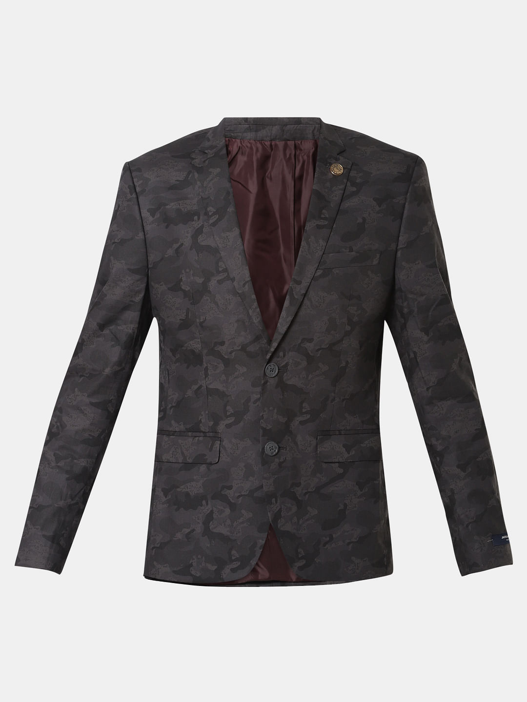 Dark Green Camo Print Blazer