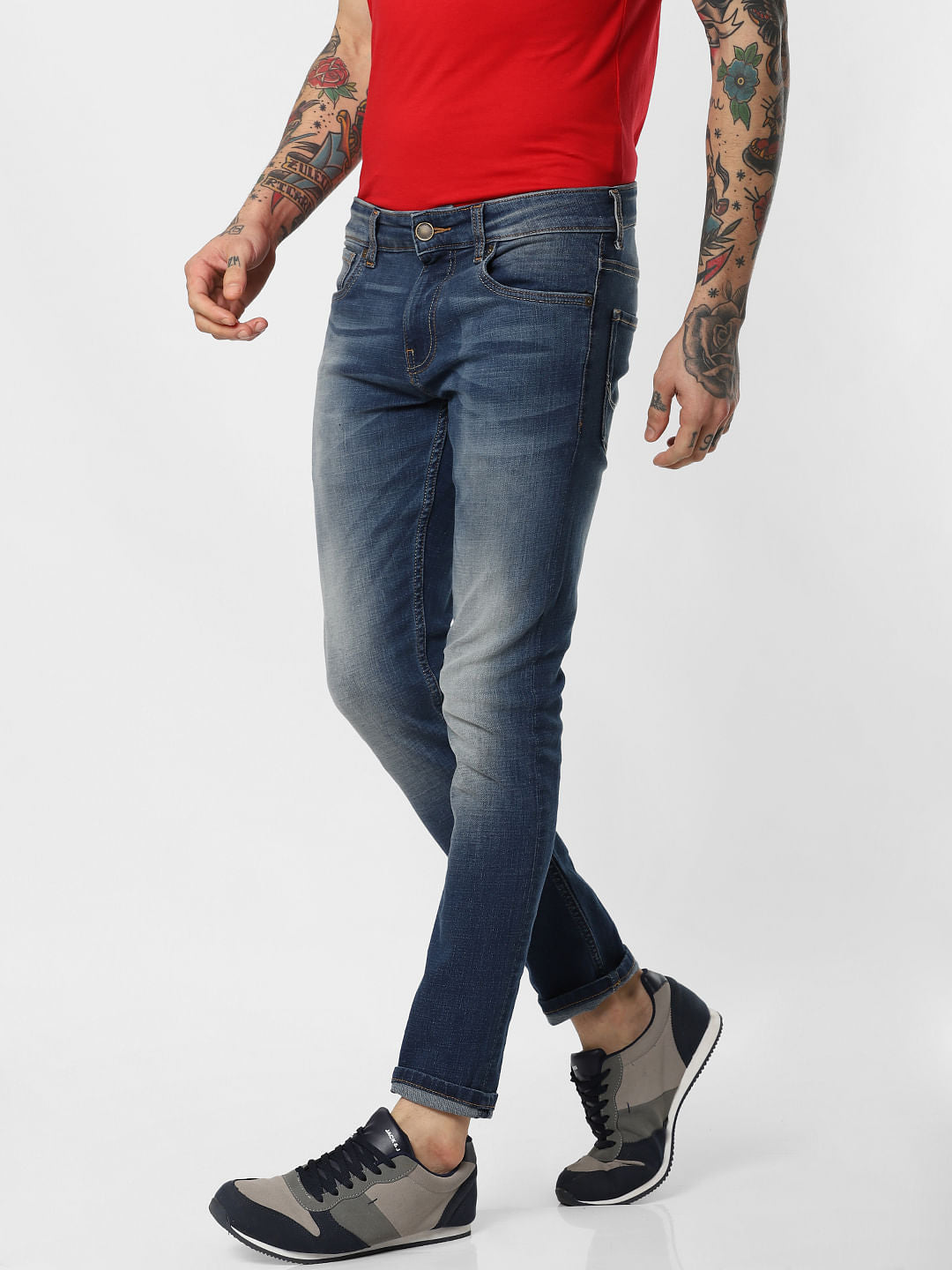 Blue Low Rise Glenn Slim Fit Jeans