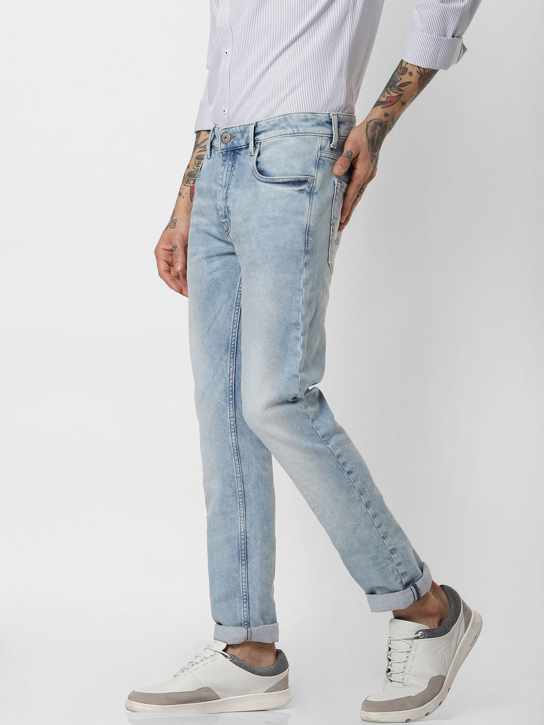 Blue Low Rise Washed Ben Skinny Fit Jeans