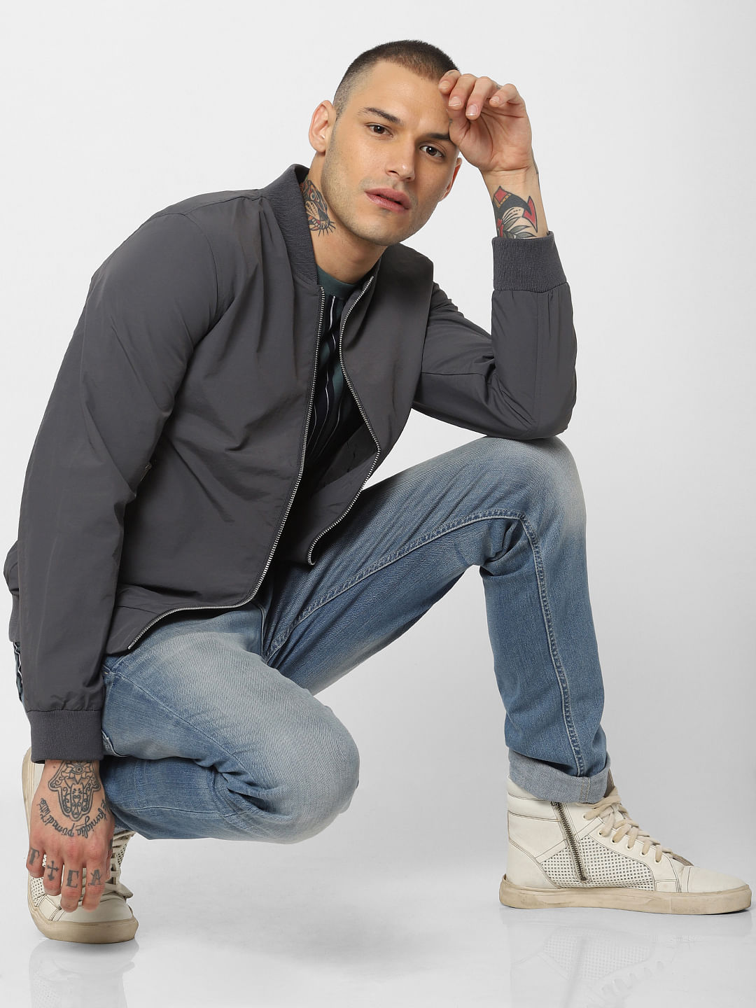 Grey Bomber Jacket