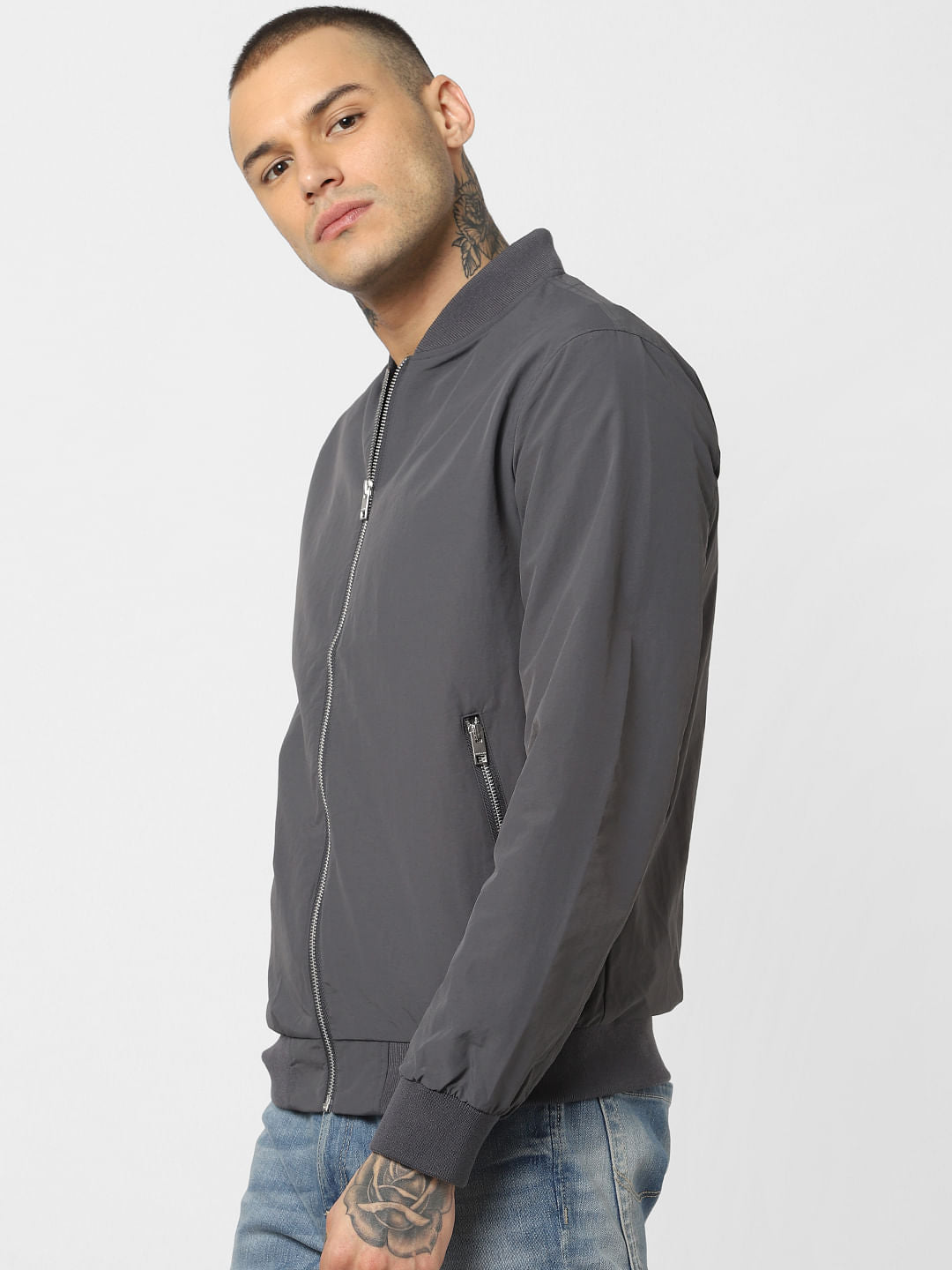 Grey Bomber Jacket