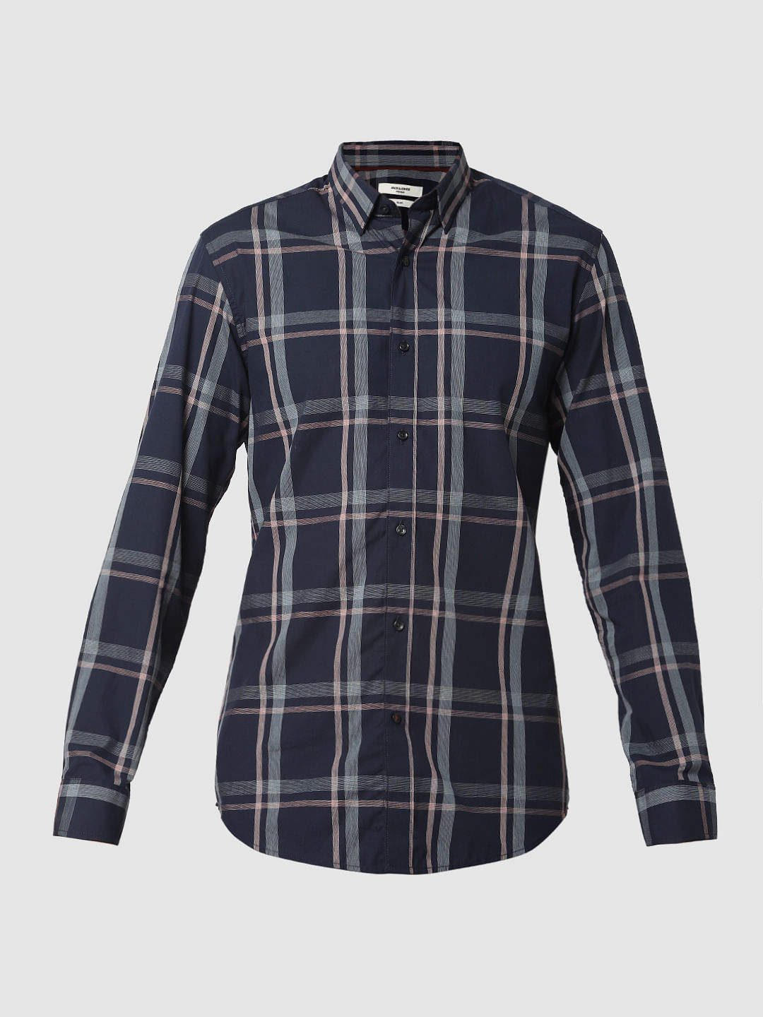 Dark Blue Check Full Sleeves Shirt