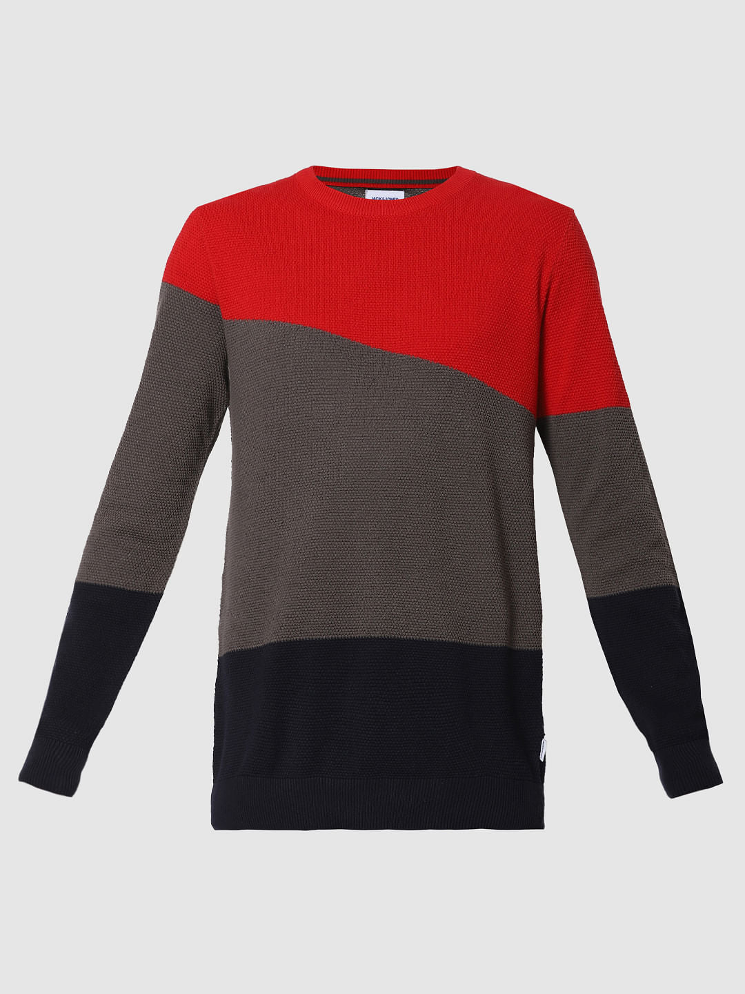 Red Colourblocked Pullover