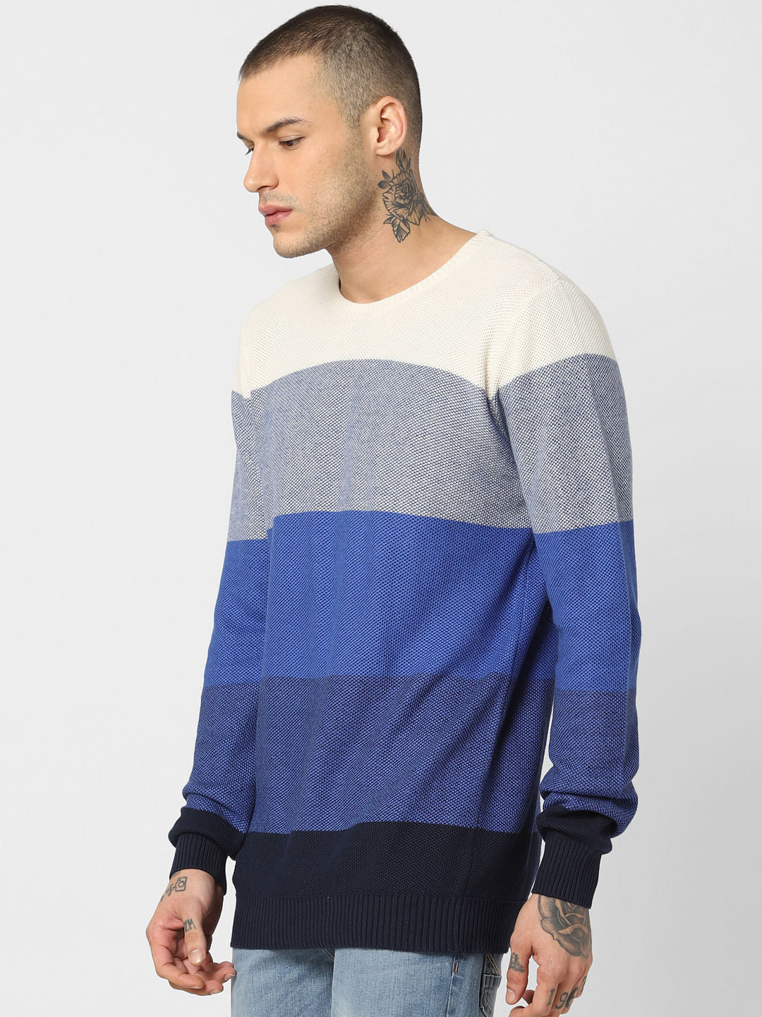 Blue Colourblocked Pullover