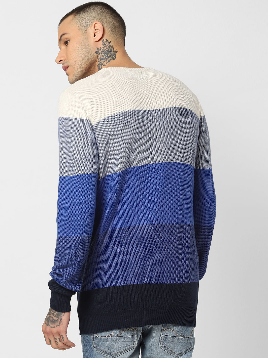 Blue Colourblocked Pullover