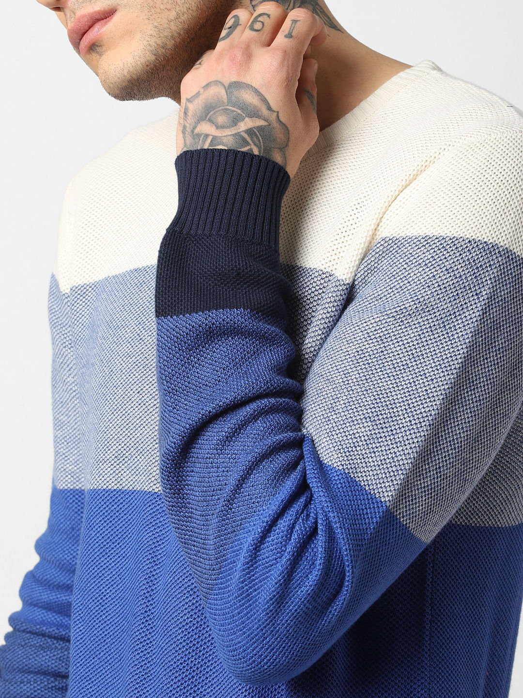 Blue Colourblocked Pullover