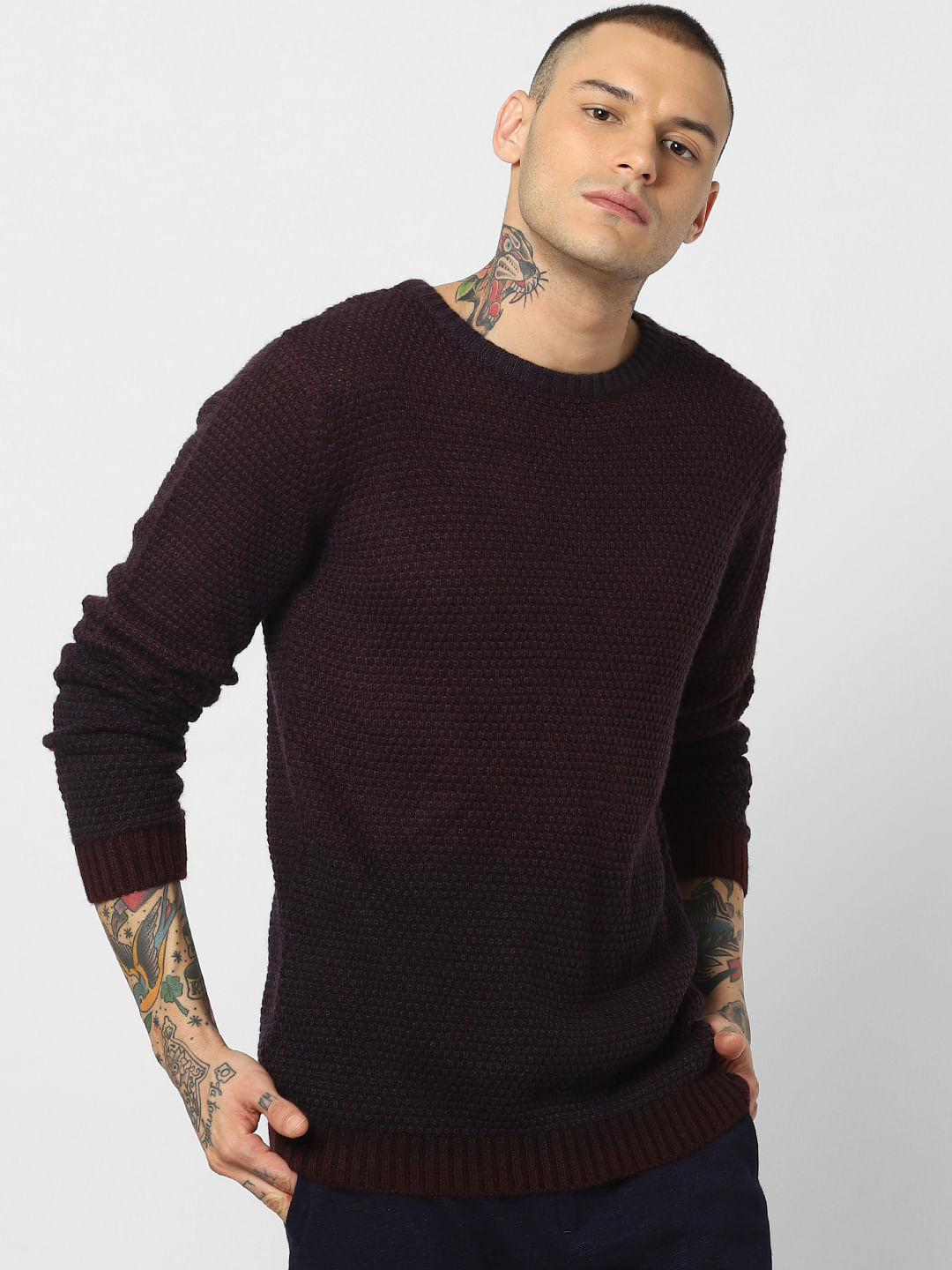 Burgundy Textured Pullover