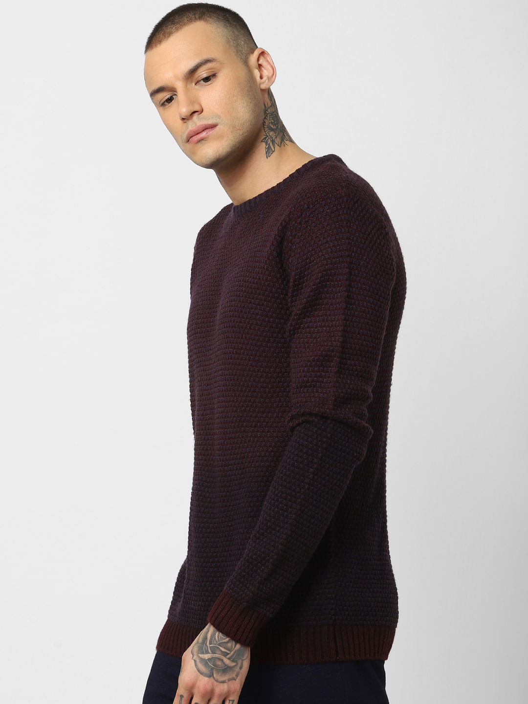 Burgundy Textured Pullover