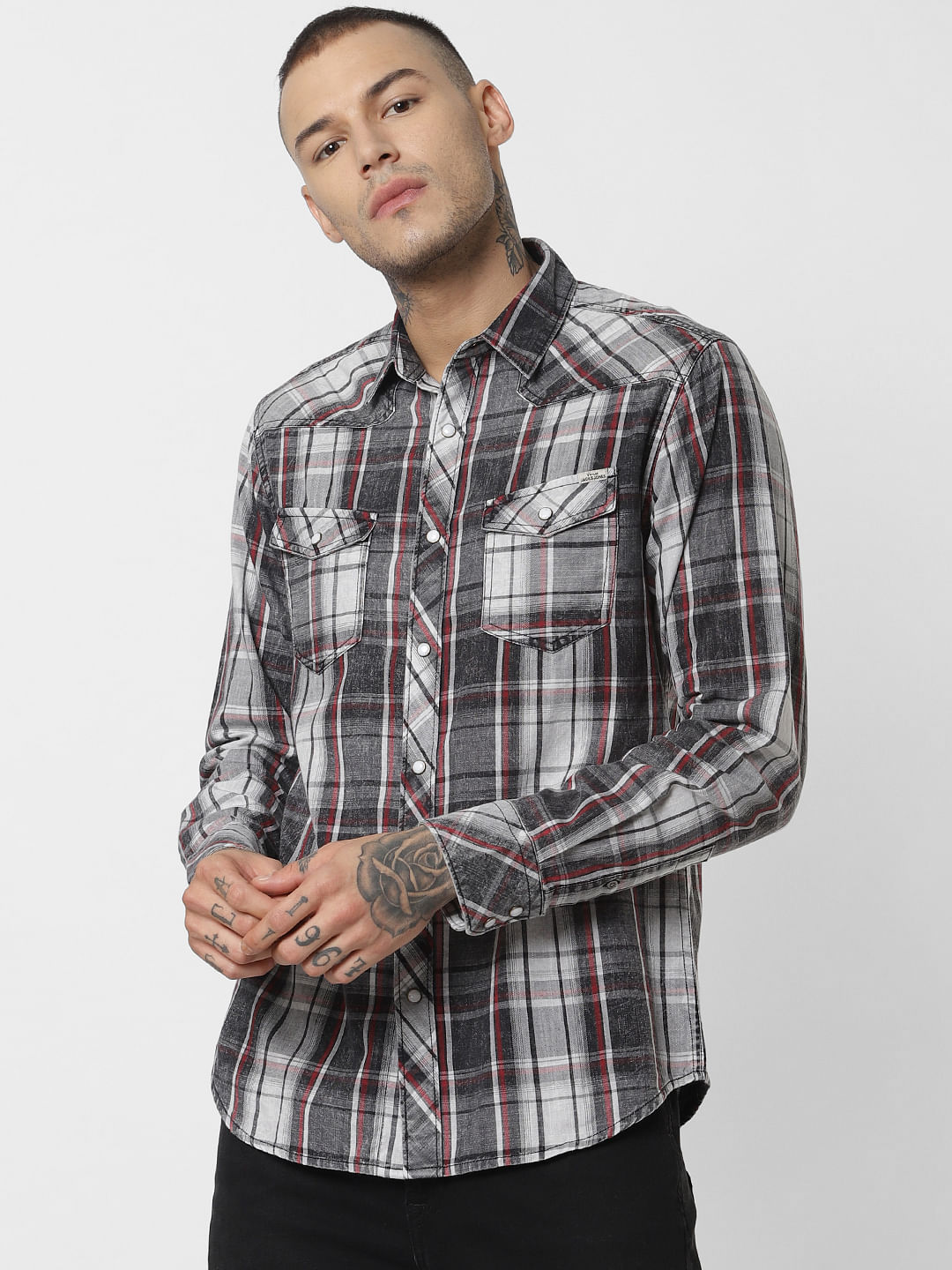 Black Check Full Sleeves Shirt
