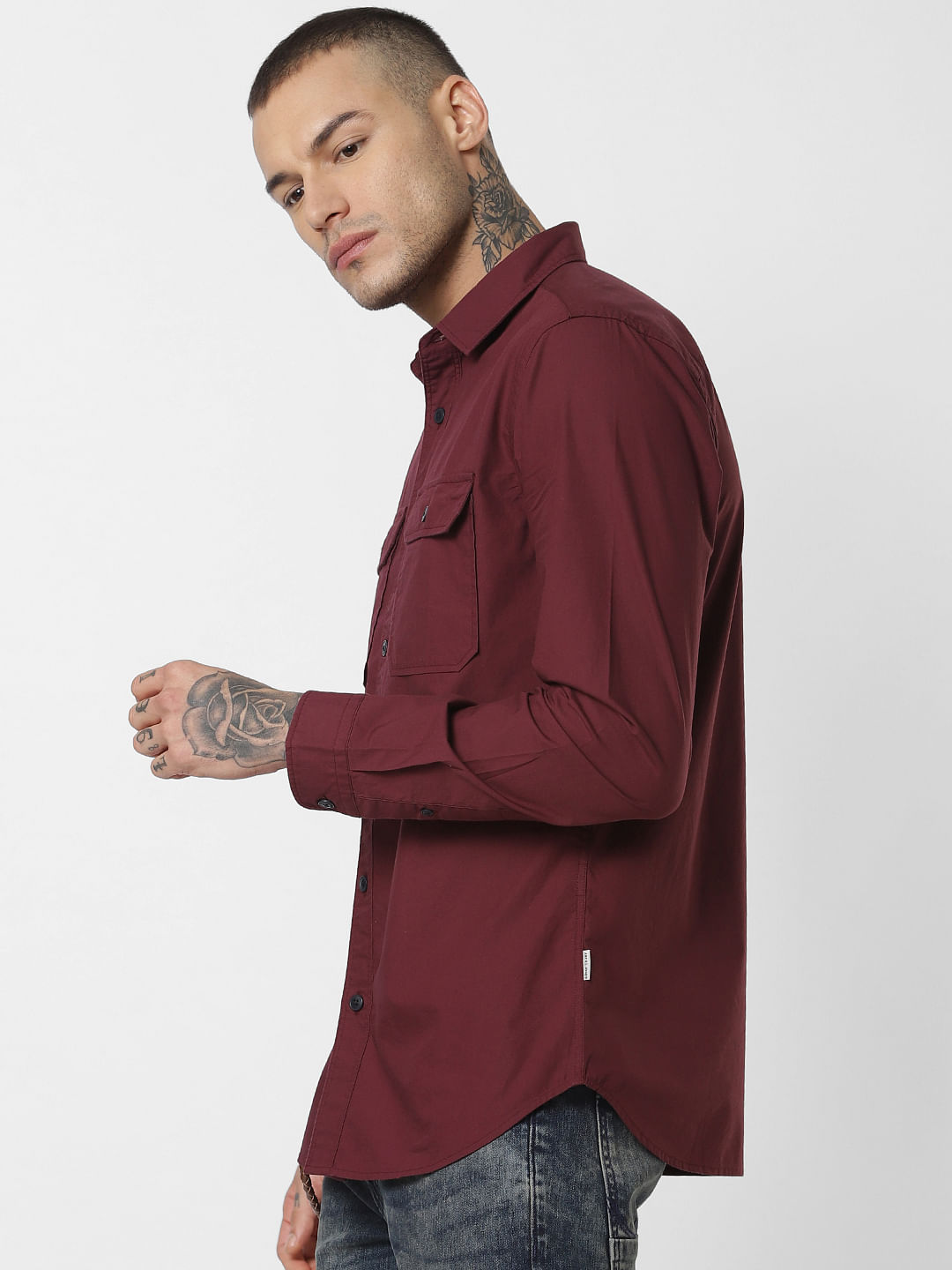 Burgundy Full Sleeves Shirt