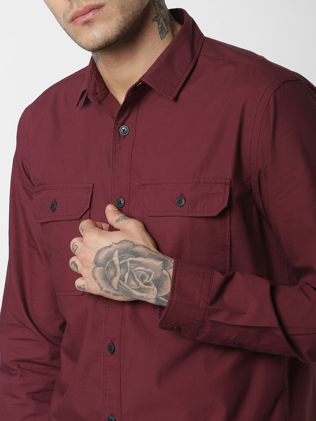Burgundy Full Sleeves Shirt