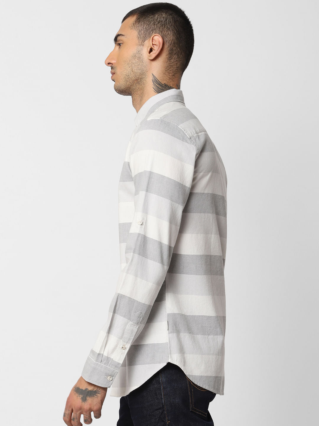 White Striped Full Sleeves Shirt