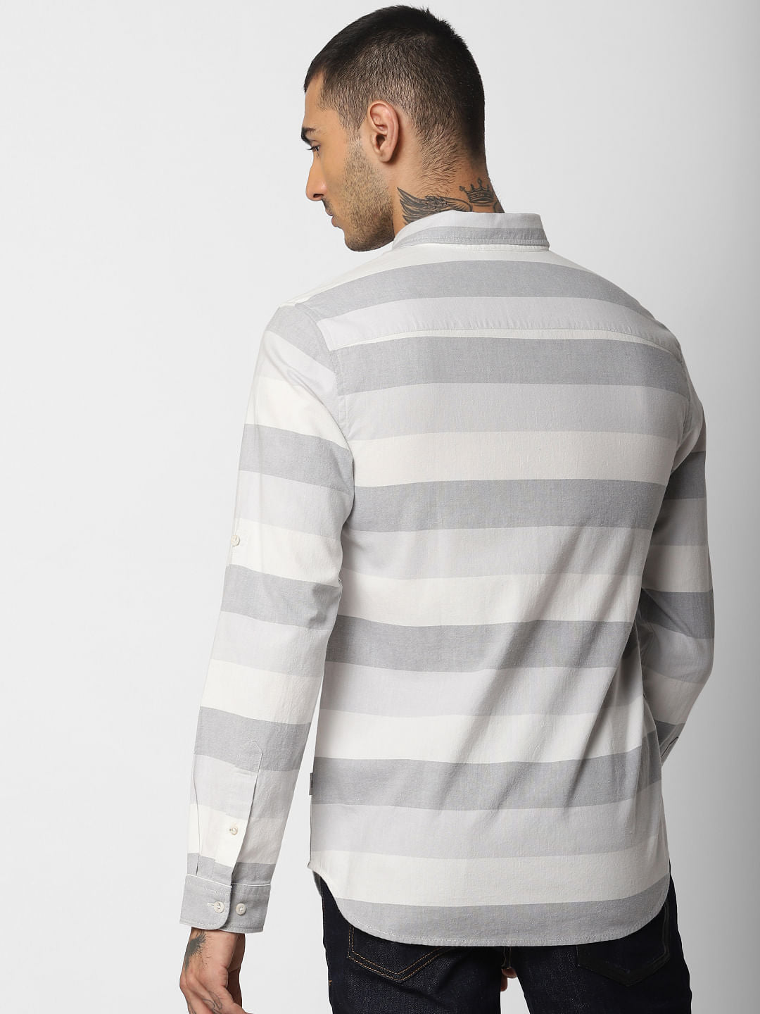 White Striped Full Sleeves Shirt
