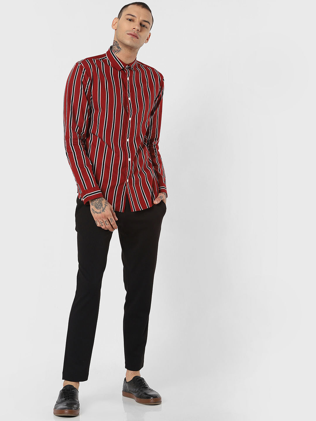 Red Striped Full Sleeves Shirt