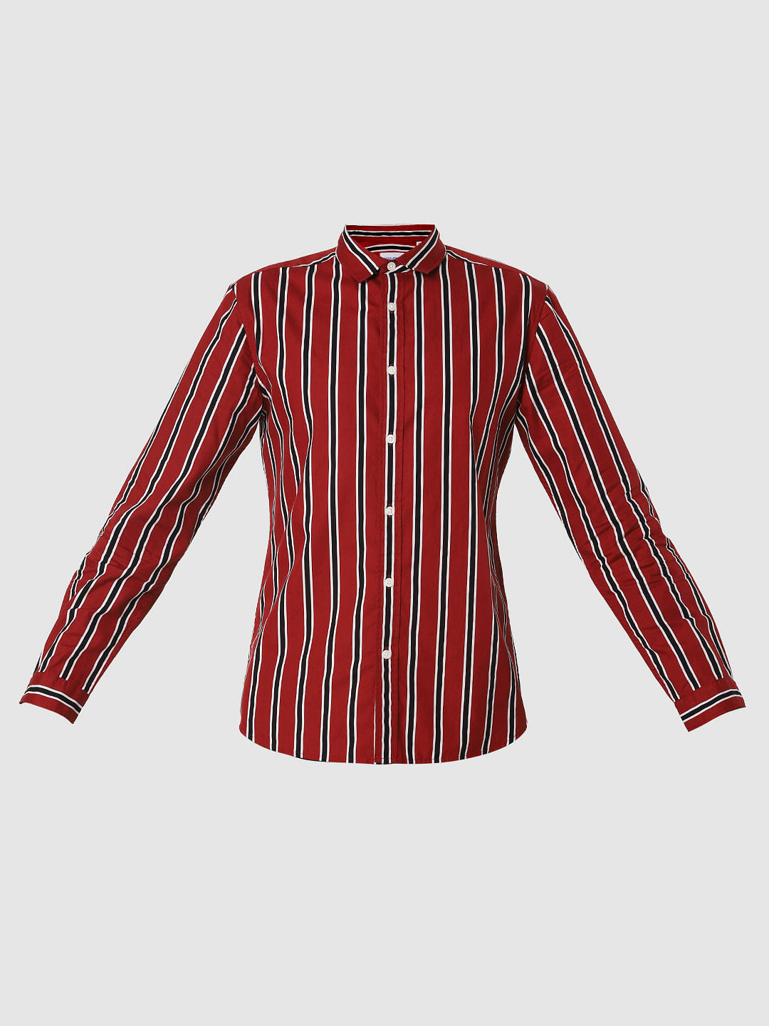 Red Striped Full Sleeves Shirt