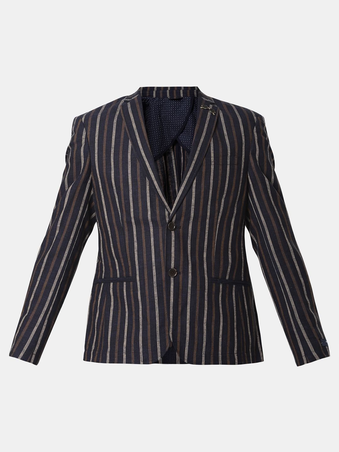 Navy Blue Striped Blazer