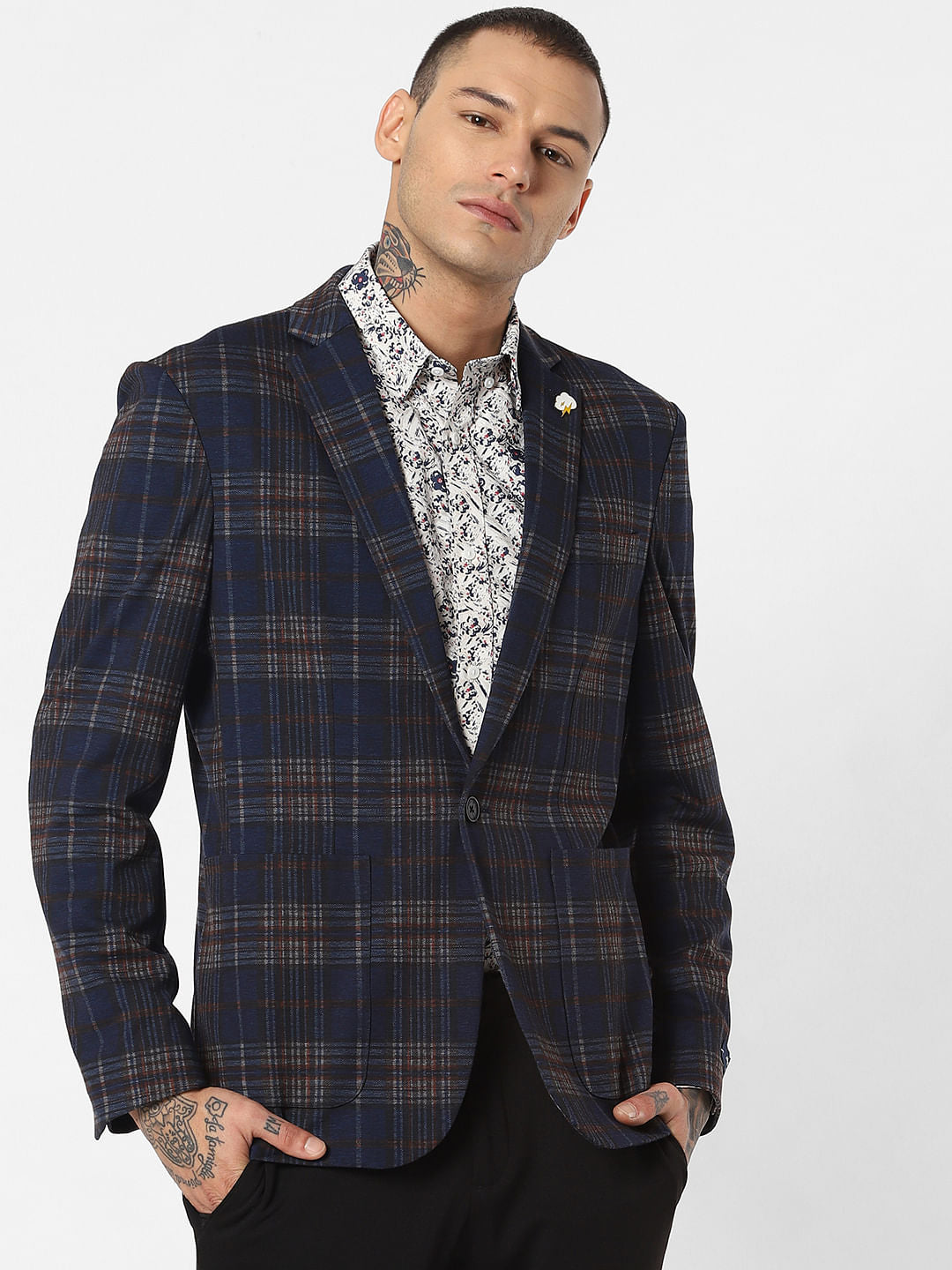 Dark Blue Check Blazer