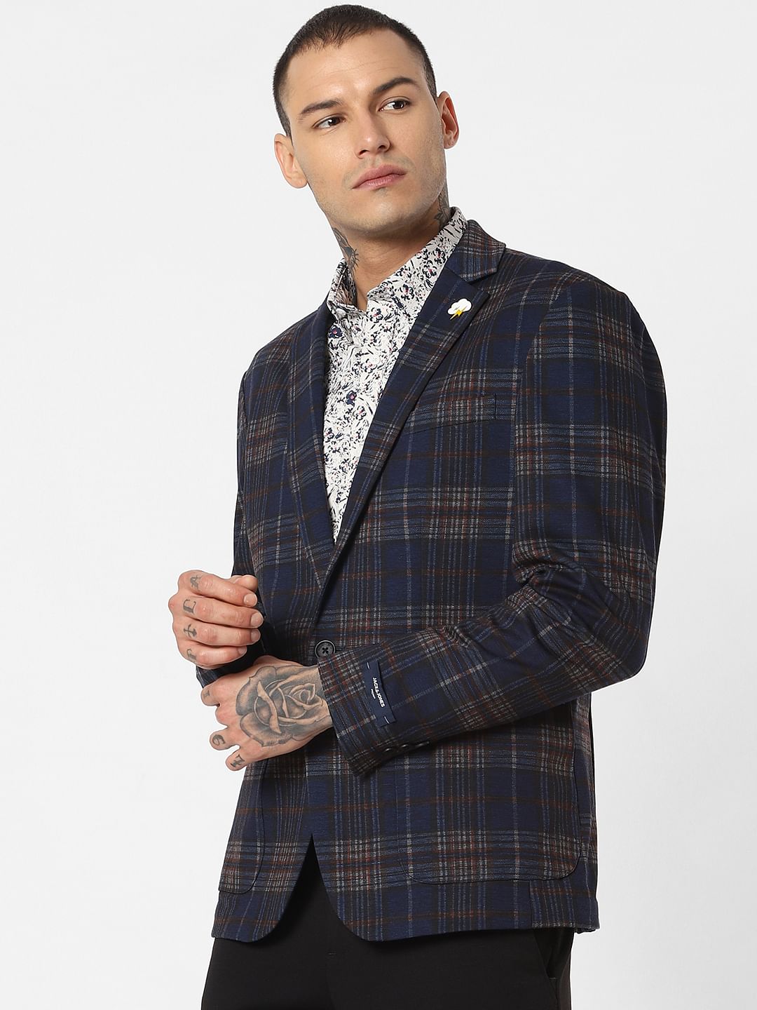 Dark Blue Check Blazer