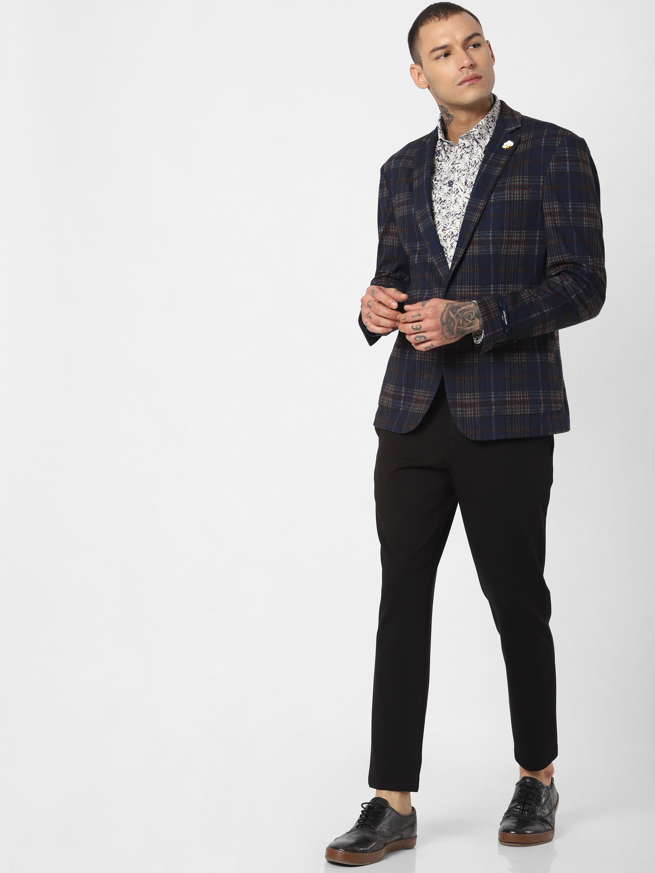 Dark Blue Check Blazer