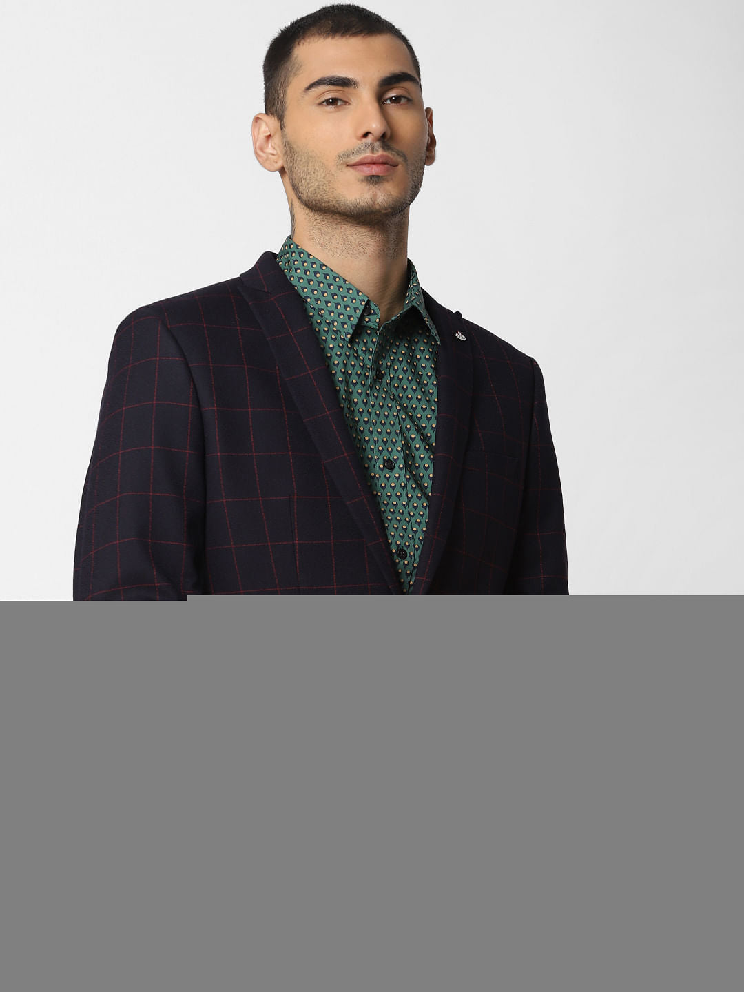 Navy Blue Check Blazer