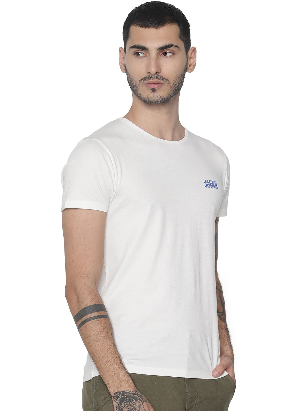White Logo Print Crew Neck T-shirt