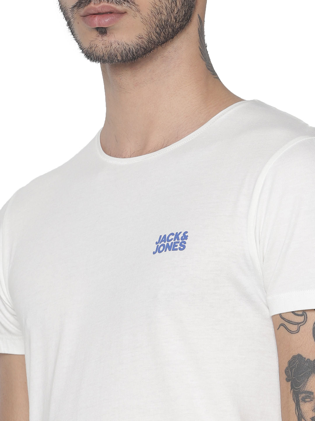 White Logo Print Crew Neck T-shirt