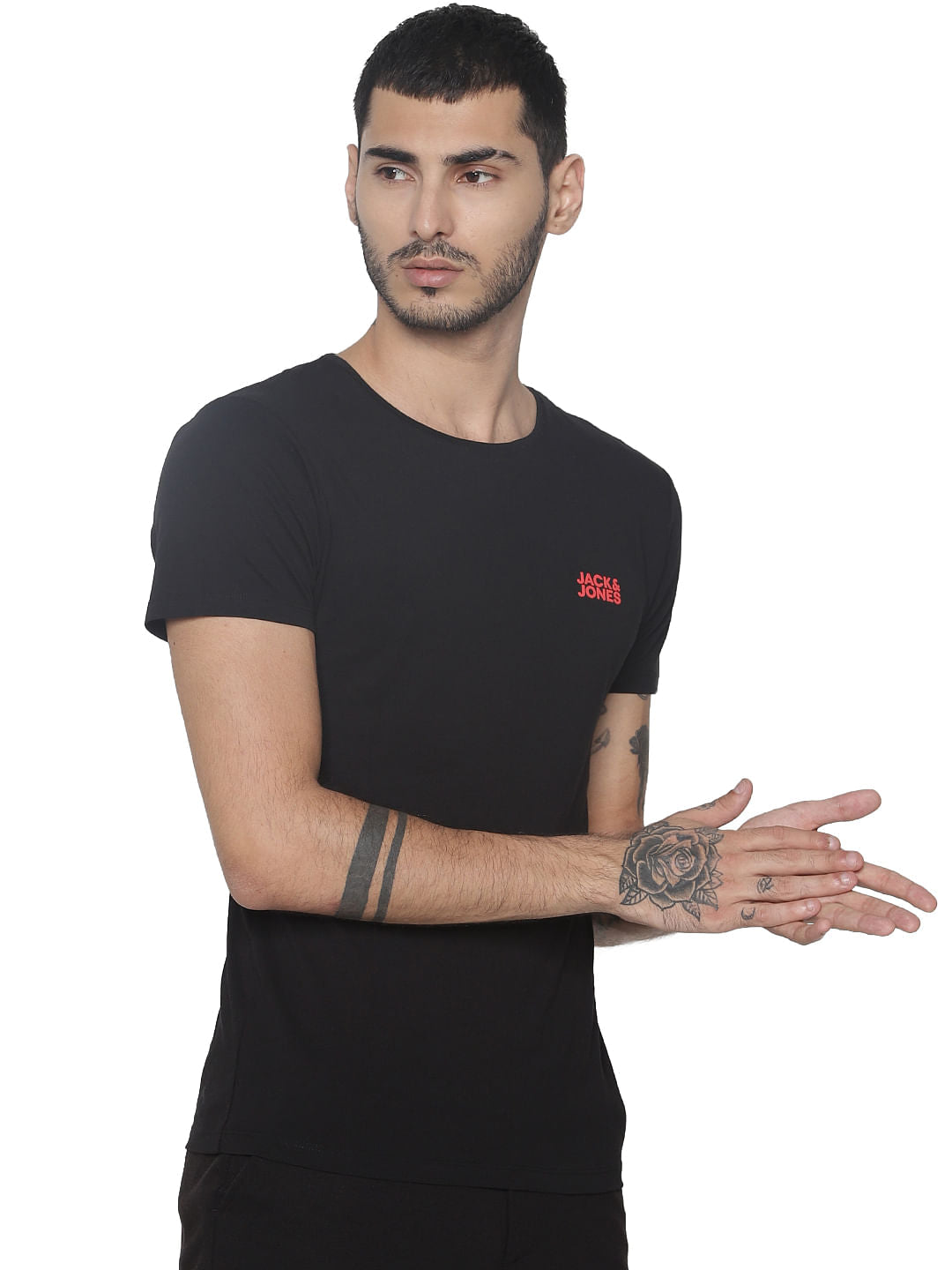 Black Logo Print Crew Neck T-shirt