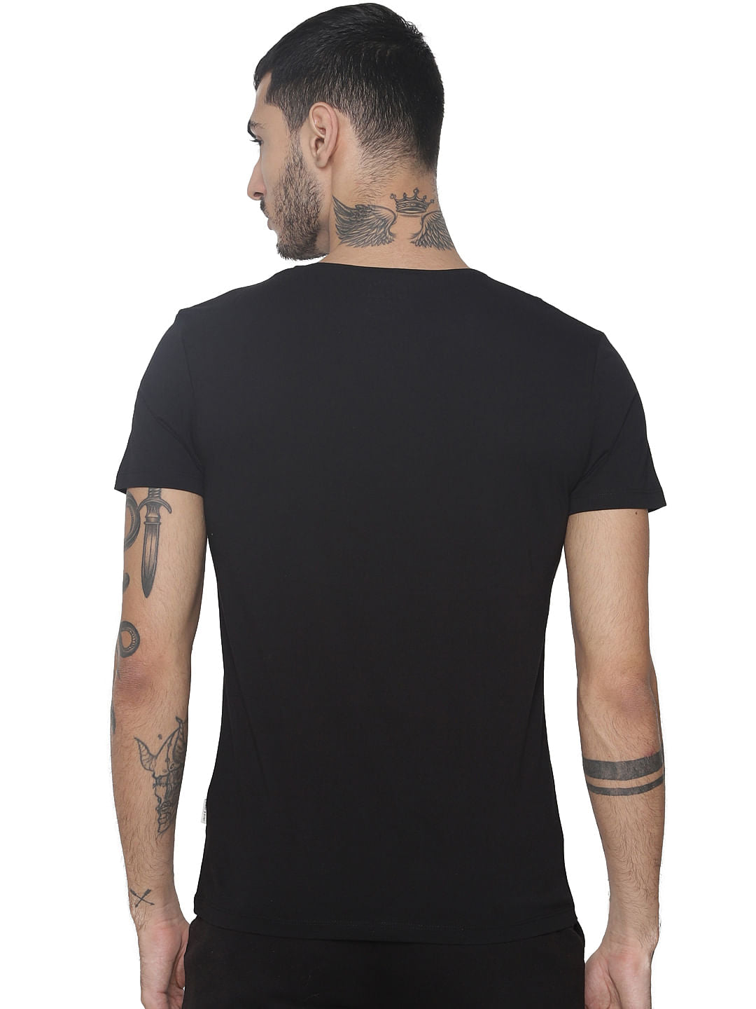 Black Logo Print Crew Neck T-shirt