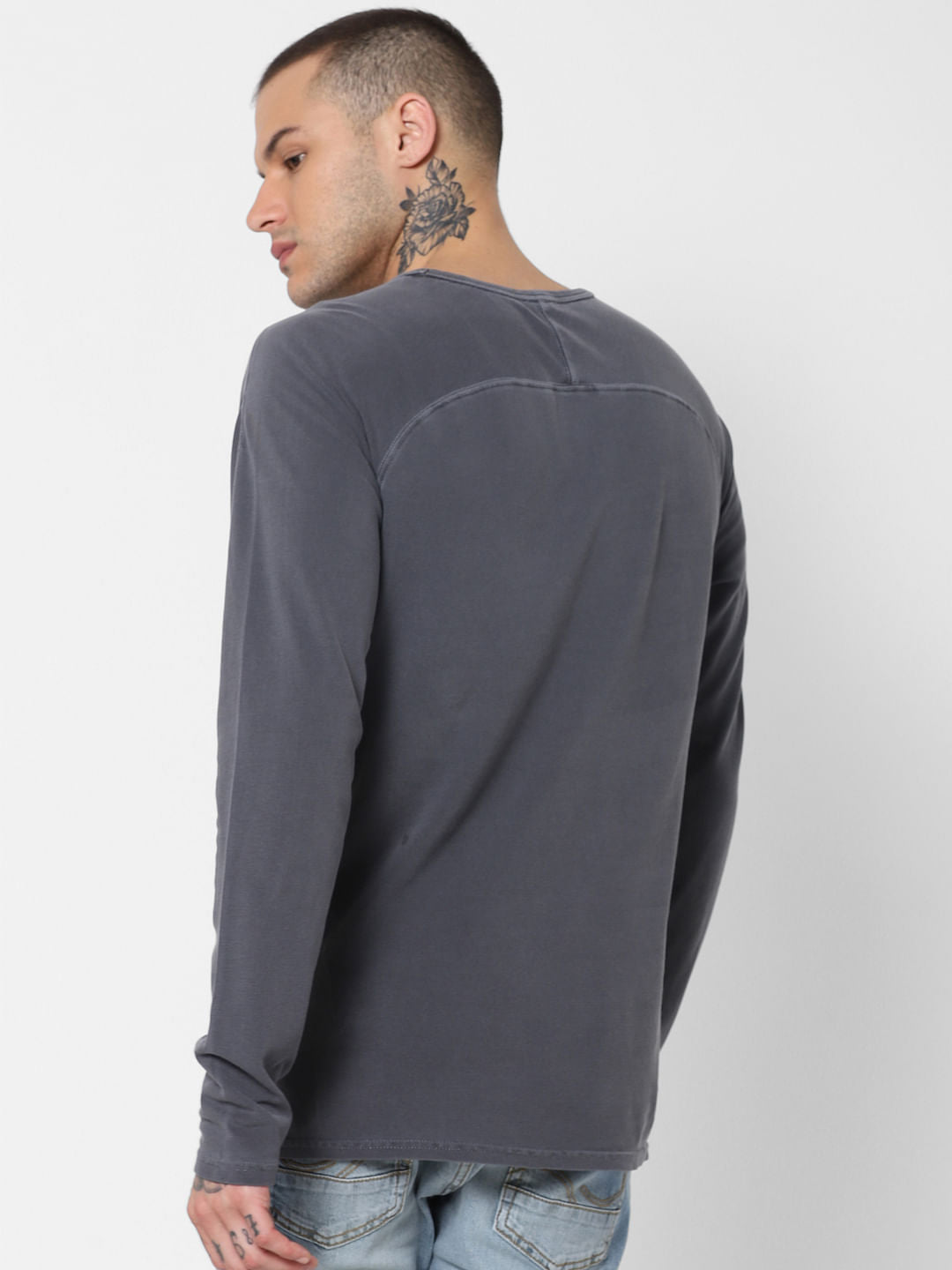 Grey Washed Crew Neck T-Shirt