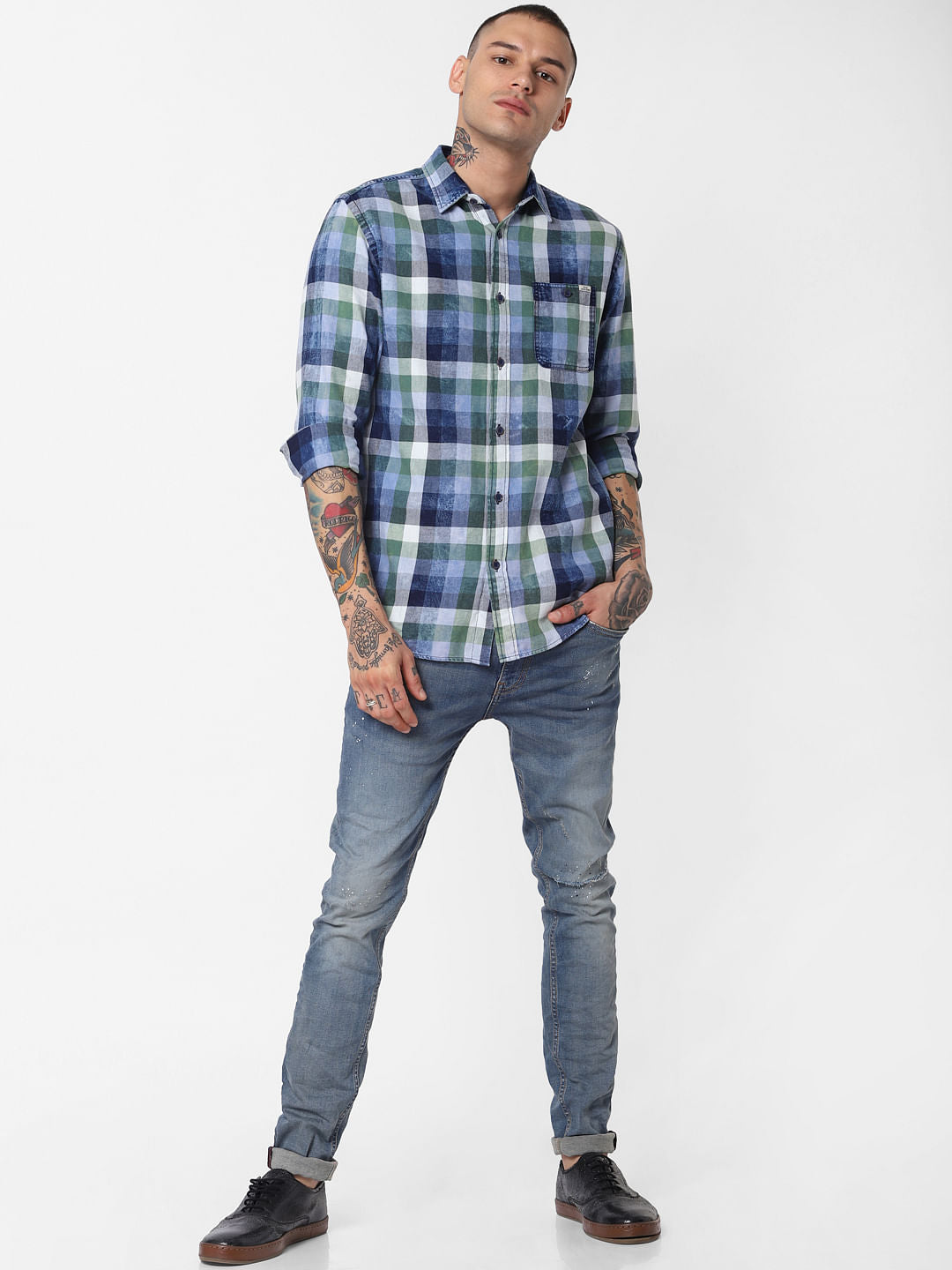 Blue Check Full Sleeves Shirt