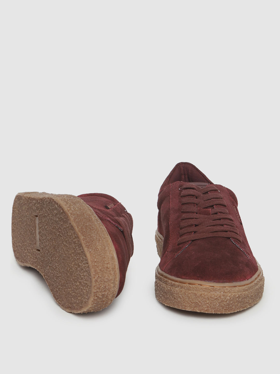 Dark Red Suede Sneakers