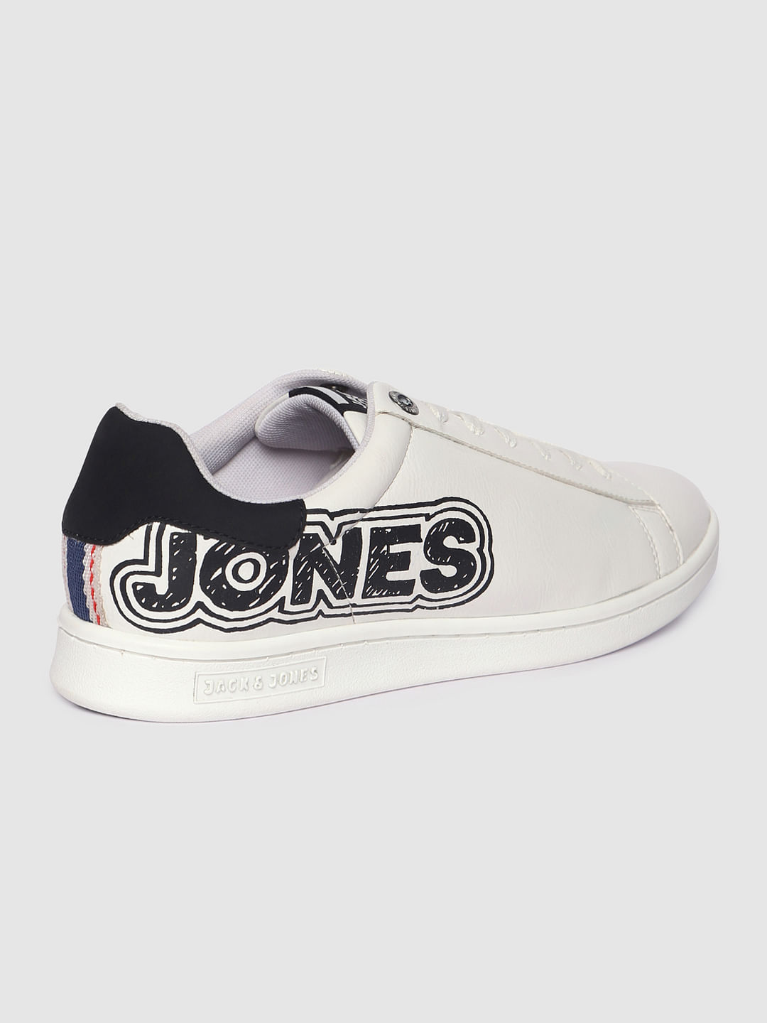 White Logo Print Pu Sneakers