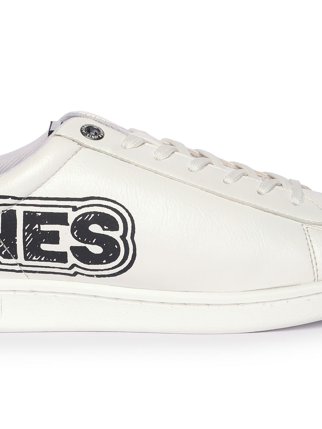 White Logo Print Pu Sneakers