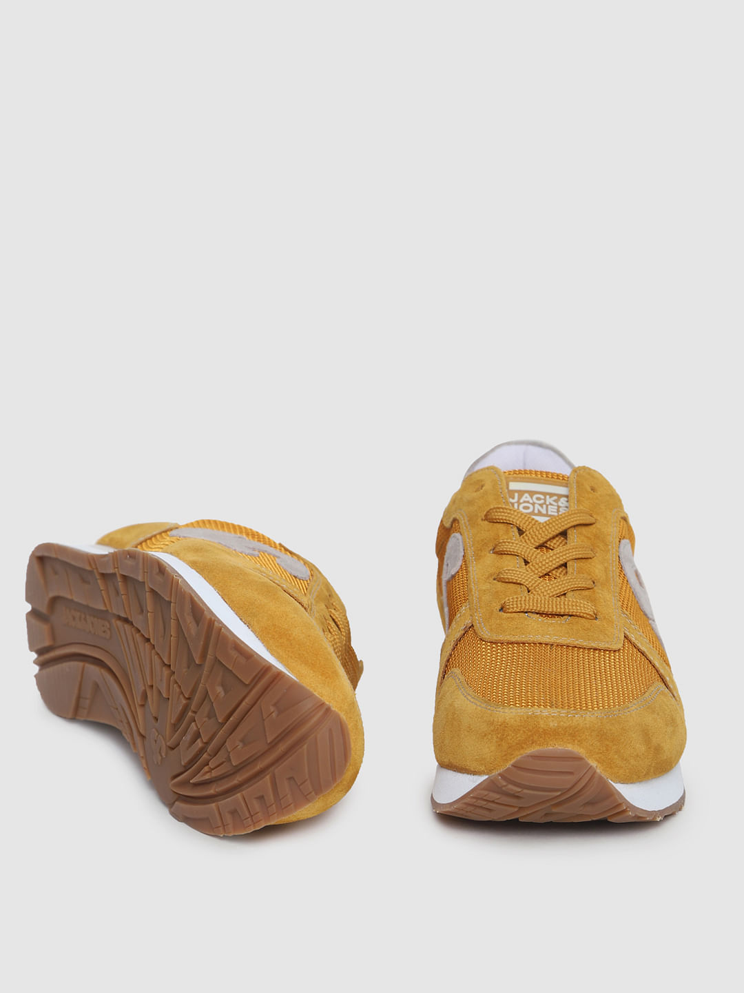 Yellow Mesh Suede Sneakers