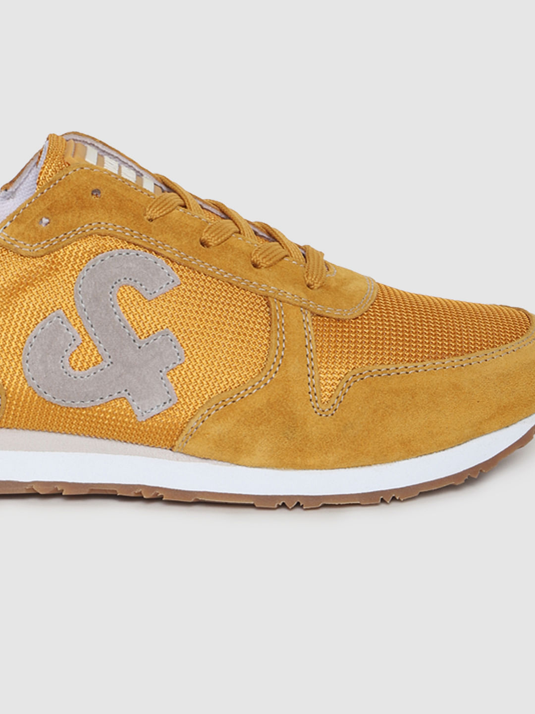 Yellow Mesh Suede Sneakers