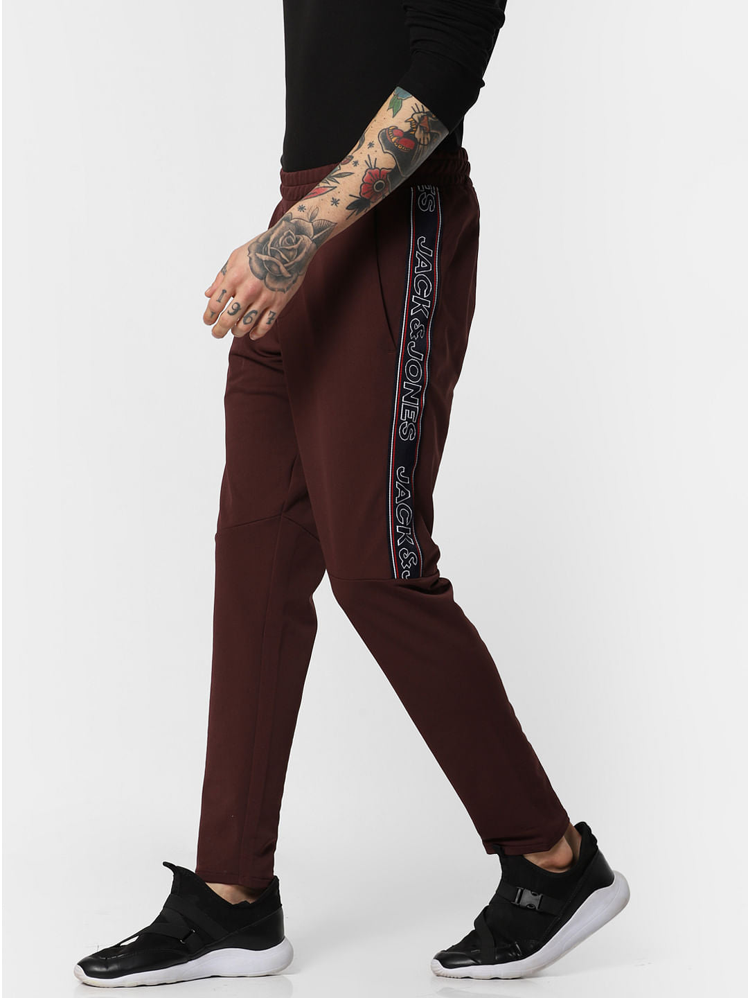 Burgundy Tape Detail Sweatpants