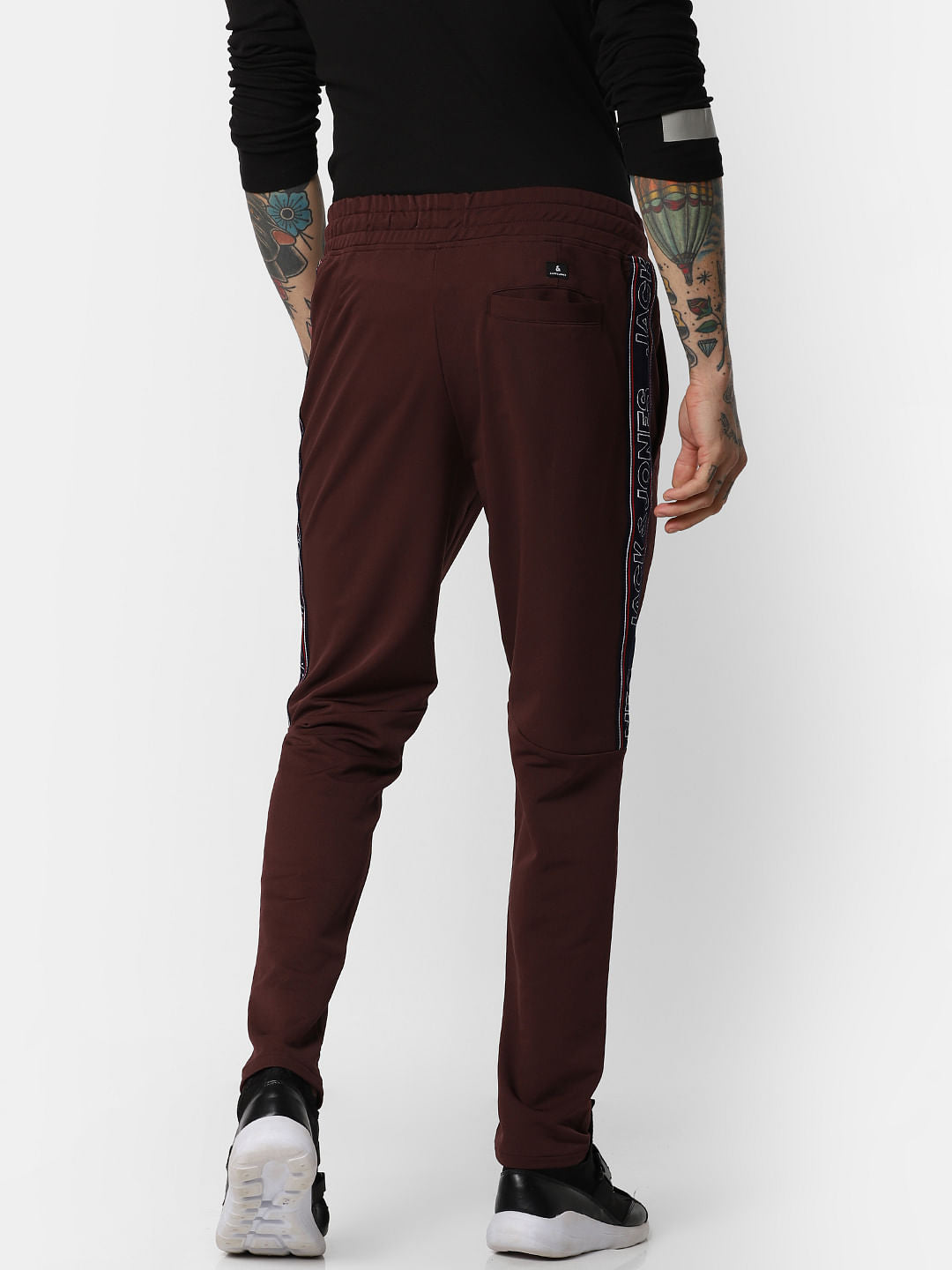 Burgundy Tape Detail Sweatpants