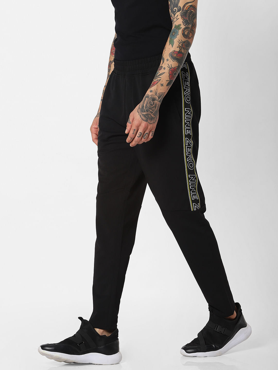 Black Tape Detail Sweatpants