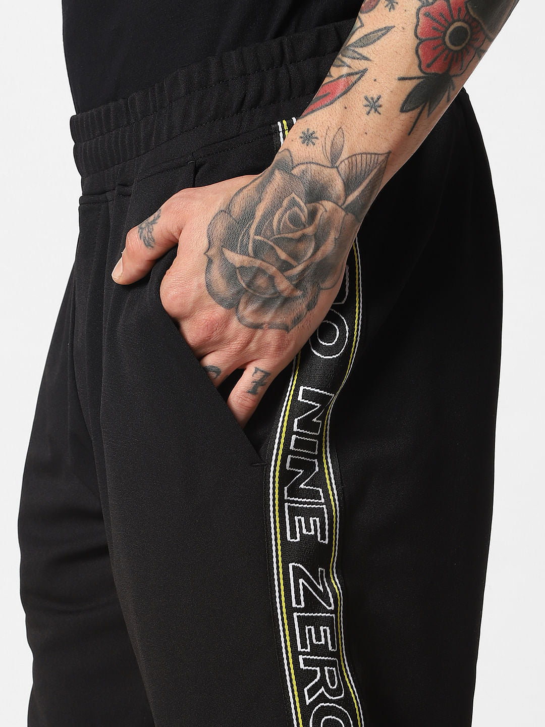 Black Tape Detail Sweatpants