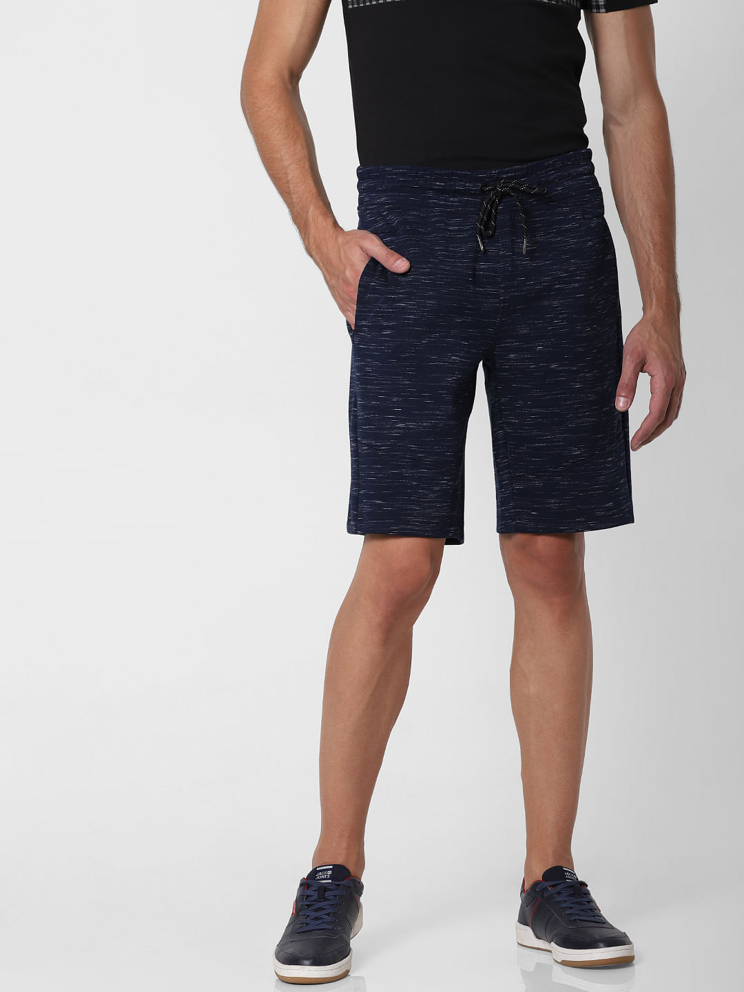 Blue Printed Drawstring Sweatshorts