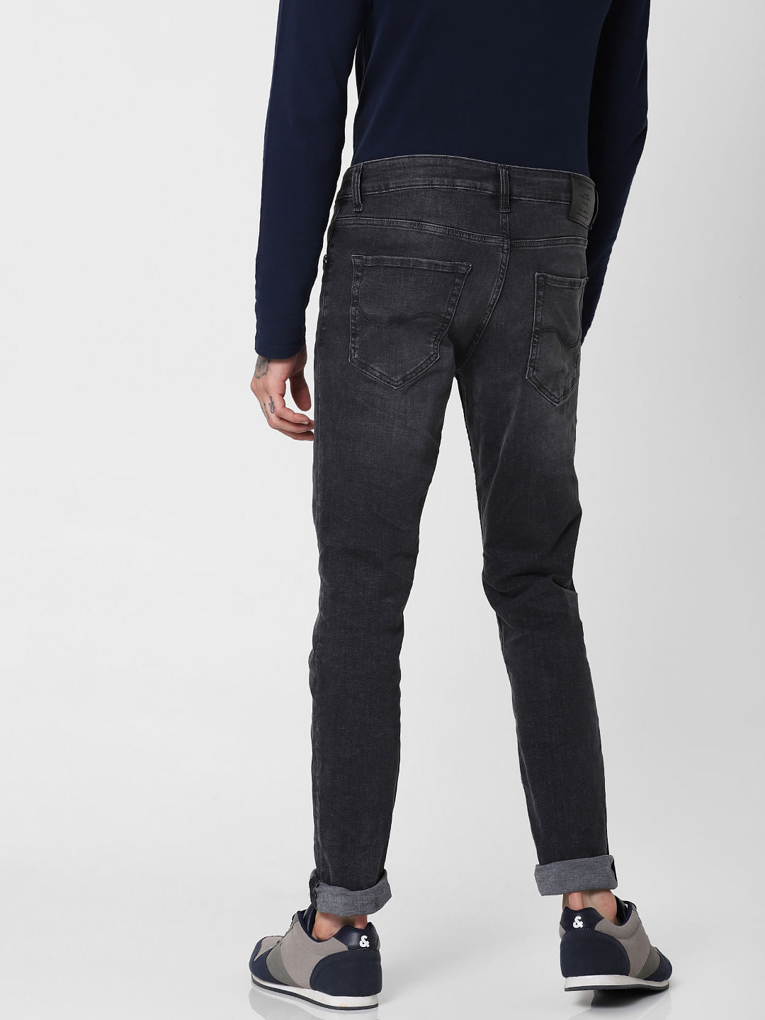 Black Low Rise Washed Glenn Slim Fit Jeans