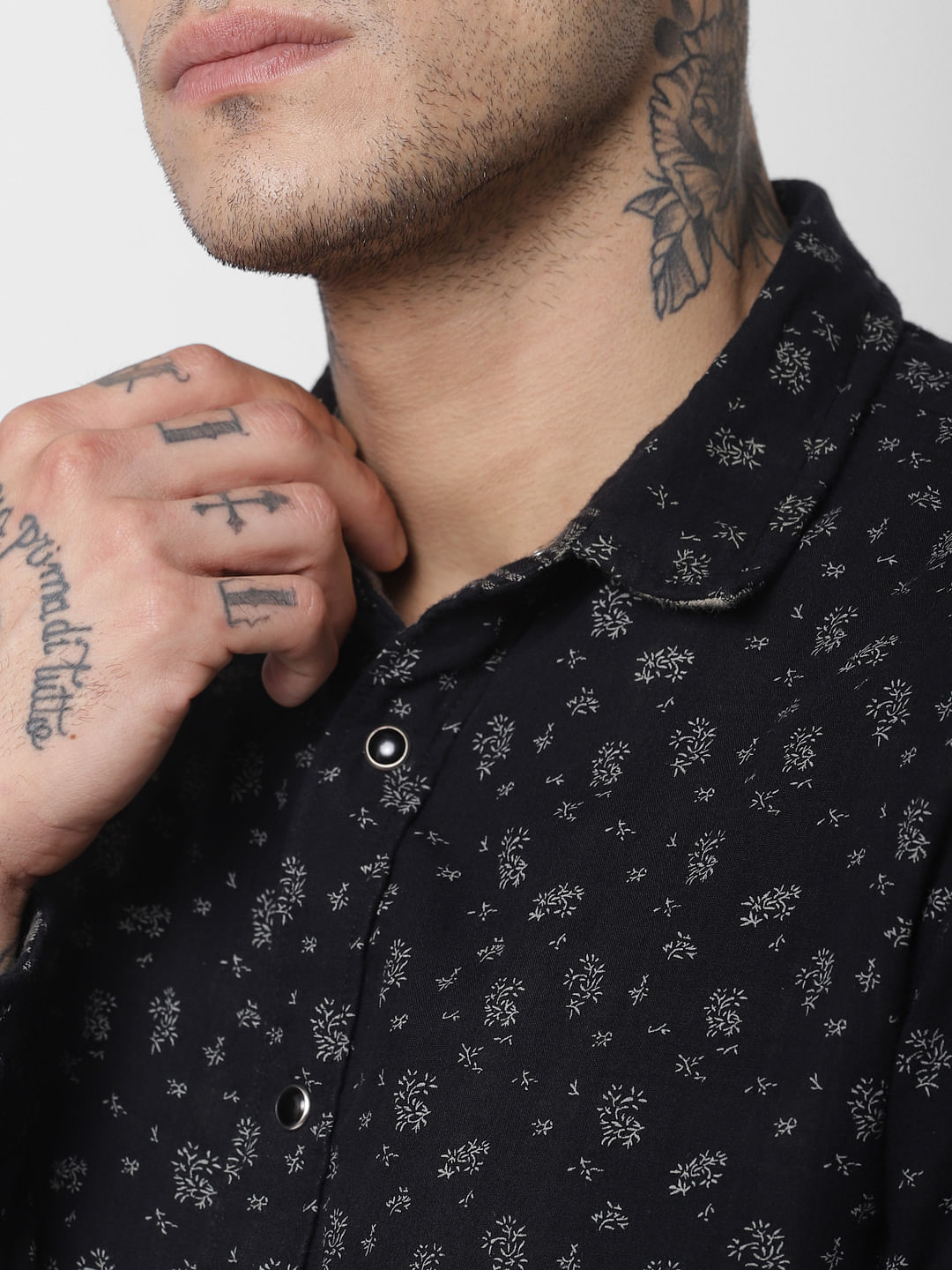 Black All Over Print Full Sleeves Shirt